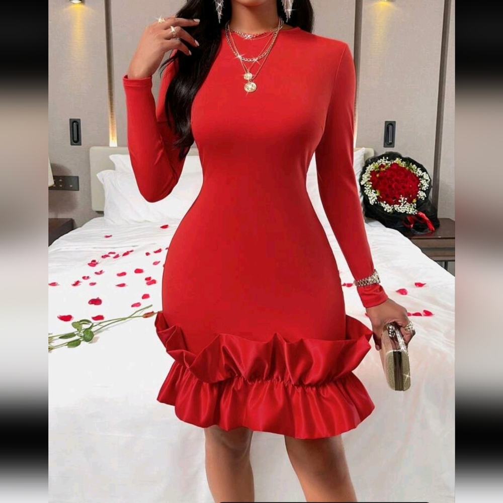 long sleeve ruffle dress